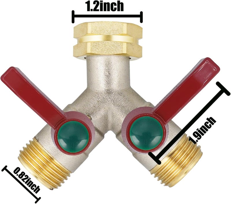 EJW Hose splitter, 2 way hose splitter, Garden hose splitters,Faucet splitters, Outdoor Faucet Splitter, 2 way Hose connector,Brass splitter 3/4” GHT Threads - Image 4